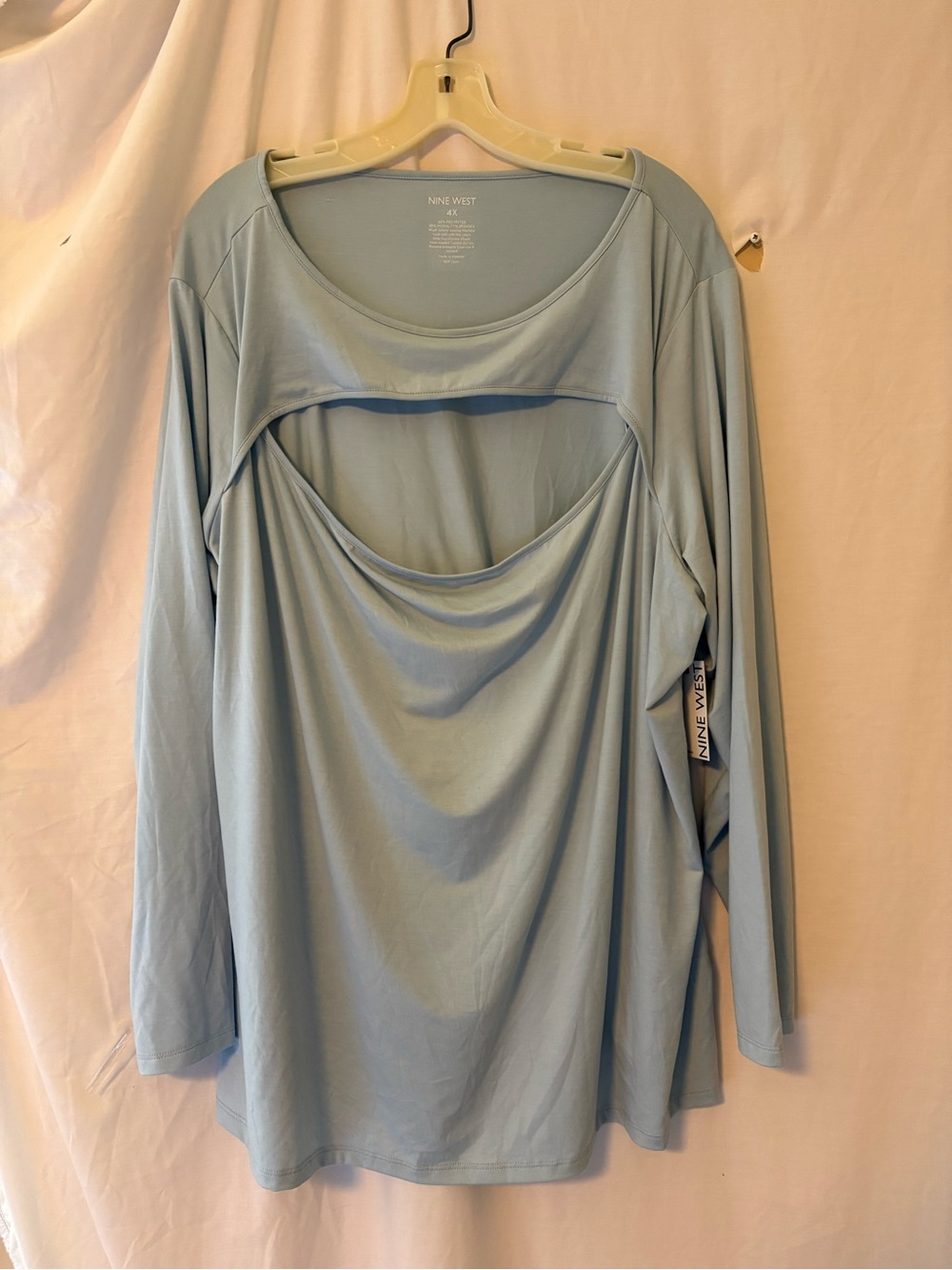 Nine West Pale Blue Long-Sleeve with Cut Out Front